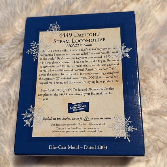 Hallmark Keepsake Ornament Lionel Train Series 4449 Daylight Locomotive NIB - Picture 2 of 2